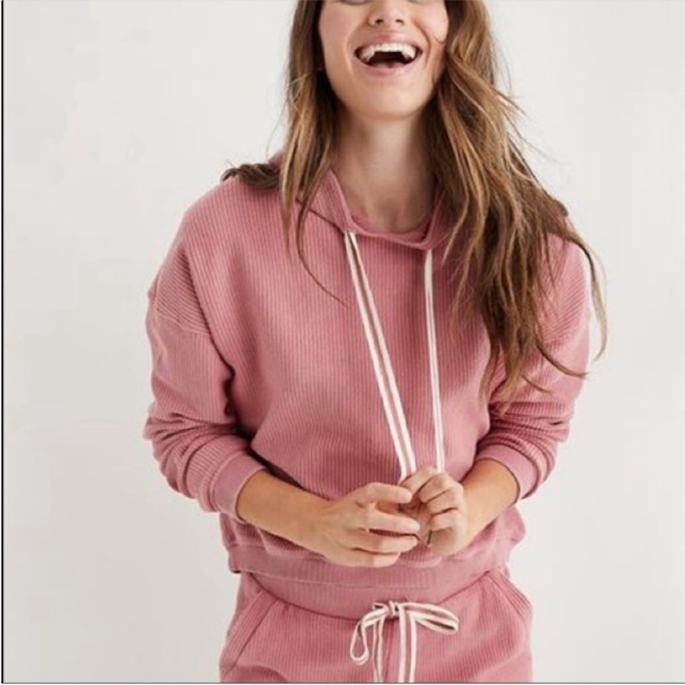 Aerie Dusty Rose Ribbed Hoodie - Size Small